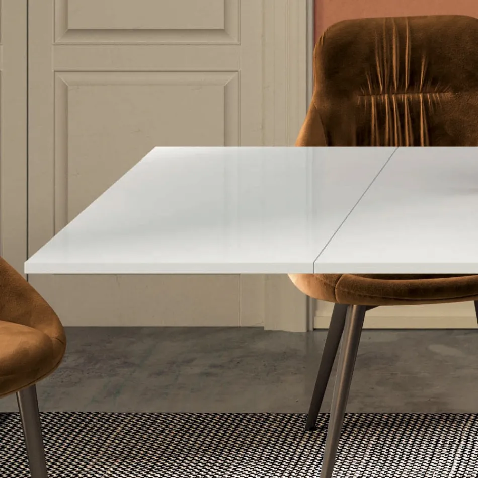 Tavolo Allungabile con Piano in Vetro Bianco Opaco Made in Italy - Settimmio  Viadurini