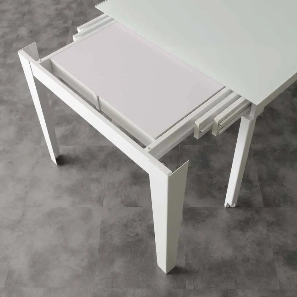 Tavolo allungabile con piano in vetro temperato moderno Baltimora Viadurini