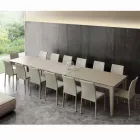 Tavolo allungabile con piano in vetro temperato moderno Baltimora Viadurini