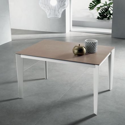 Tavolo Allungabile con Piano in Vetroceramica Fokos Terra - Anice Viadurini