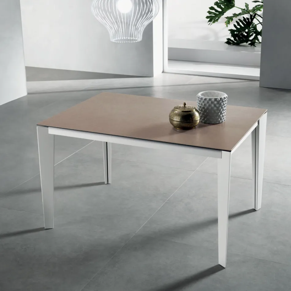Tavolo Allungabile con Piano in Vetroceramica Fokos Terra - Anice Viadurini