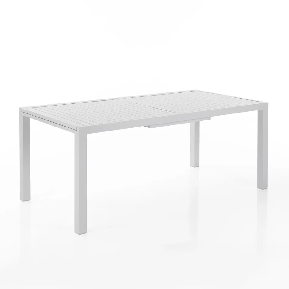 Tavolo Allungabile da Giardino con Piano e Base in Alluminio Bianco - Parler Viadurini