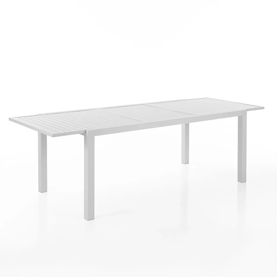 Tavolo Allungabile da Giardino con Piano e Base in Alluminio Bianco - Parler Viadurini