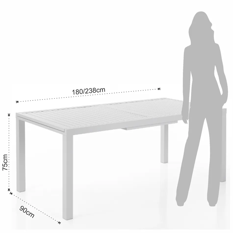Tavolo Allungabile da Giardino con Piano e Base in Alluminio Bianco - Parler Viadurini