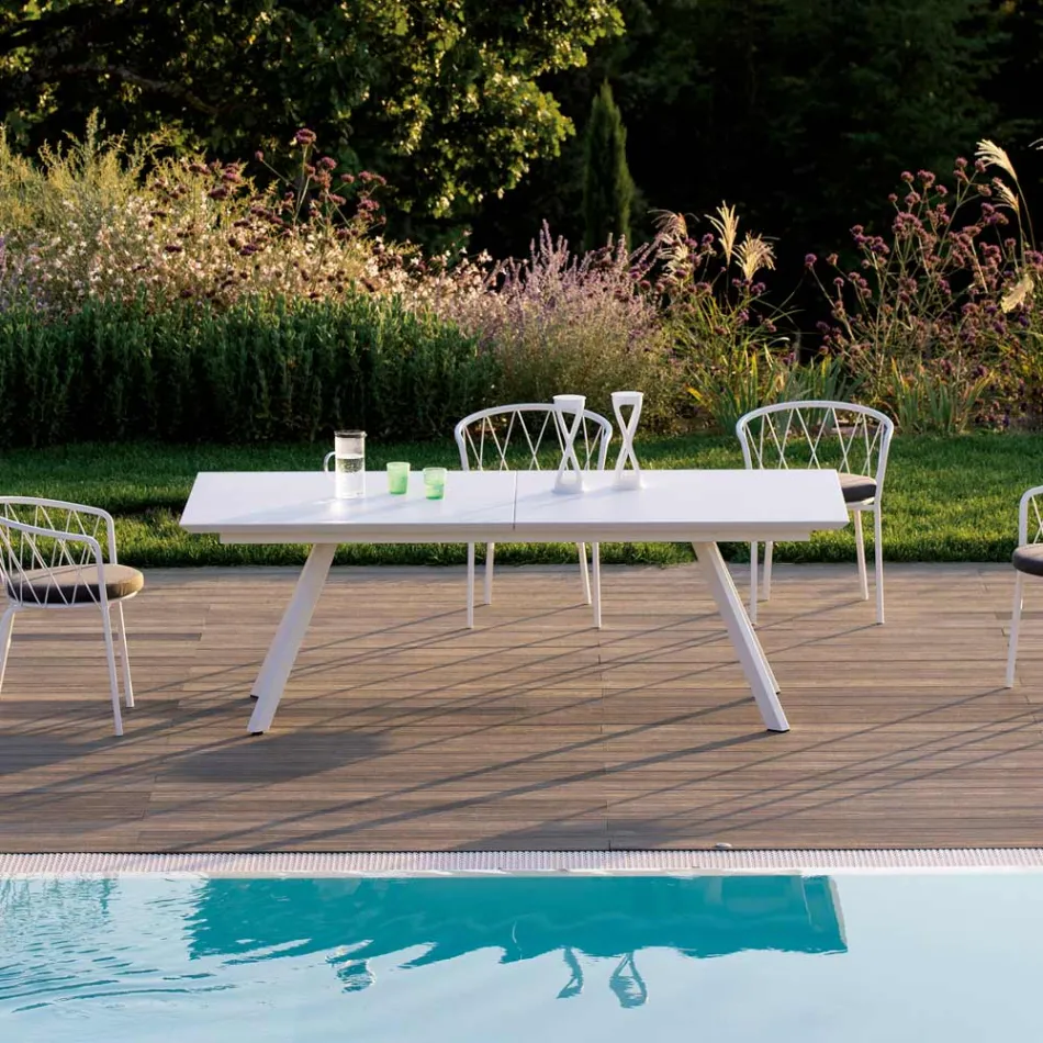 Tavolo Allungabile da Giardino in Acciaio Zincato Made in Italy – Brienne Viadurini