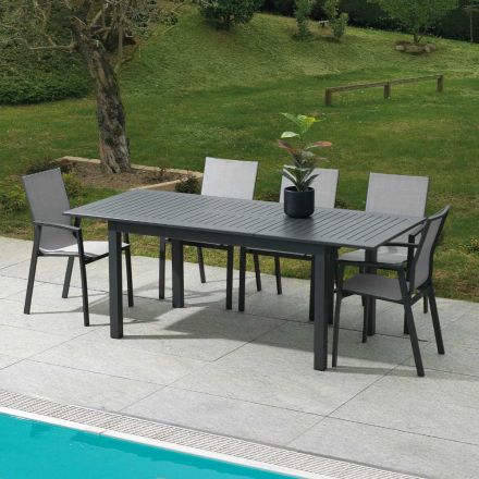 Tavolo Allungabile da Giardino in Alluminio con Piano a Doghe - Passaporto Viadurini
