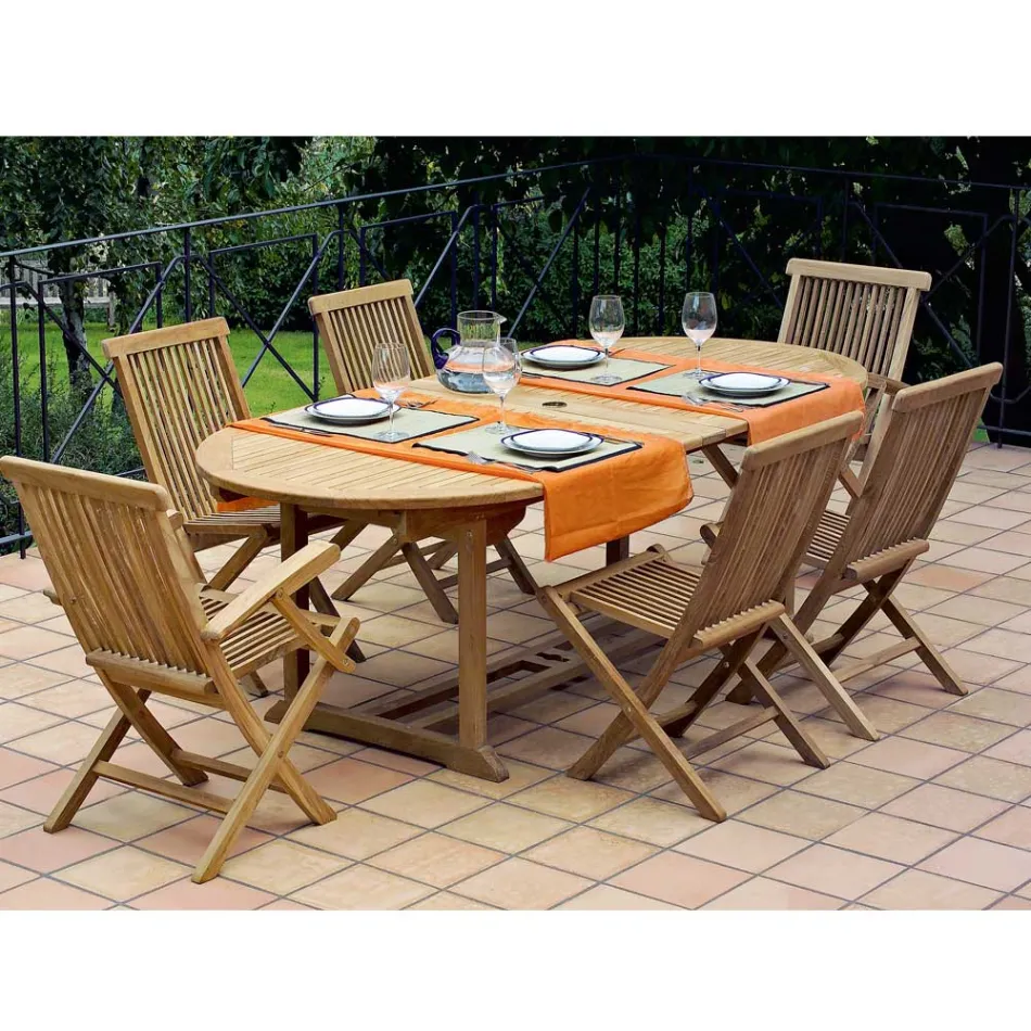 Tavolo Allungabile da Giardino in Teak in Diverse Misure – Yggdrasil Viadurini