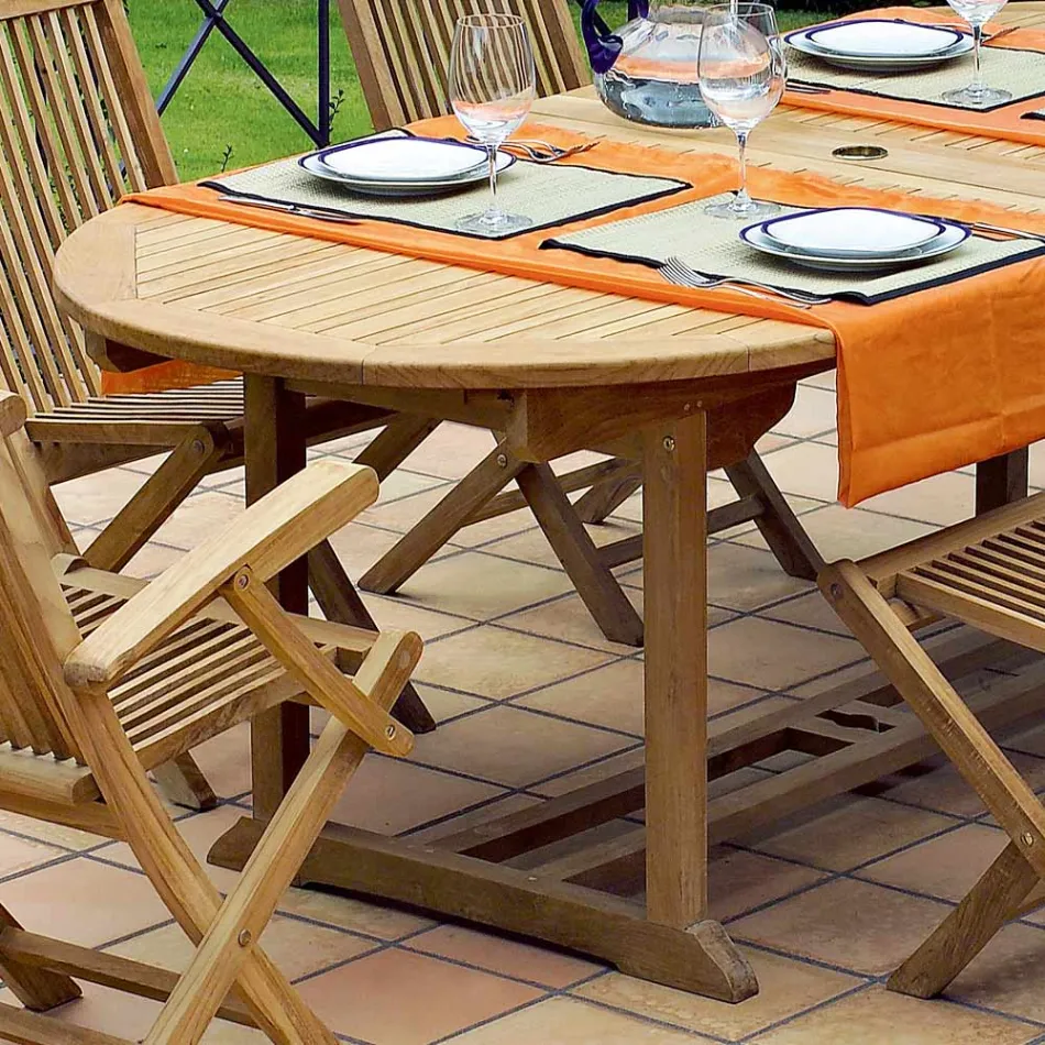 Tavolo Allungabile da Giardino in Teak in Diverse Misure – Yggdrasil Viadurini