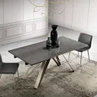 Tavolo Allungabile da Soggiorno in Metallo e Vetroceramica Made in Italy - Meluso Viadurini