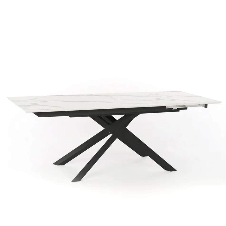 Tavolo allungabile di design con gambe in metallo, Lucera Viadurini