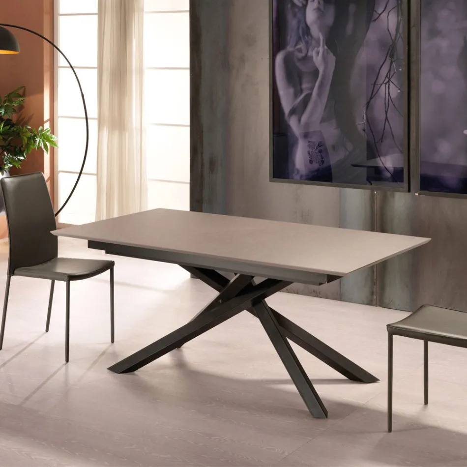 Tavolo allungabile di design con gambe in metallo, Lucera Viadurini