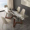 Tavolo allungabile di design con piano in vetro temperato Iside