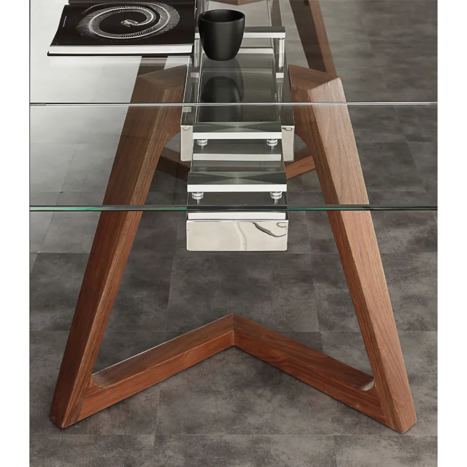 Tavolo allungabile di design con piano in vetro temperato Iside Viadurini