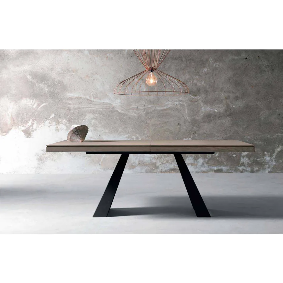 Tavolo allungabile di design in legno rovere fatto in Italia Zerba Viadurini