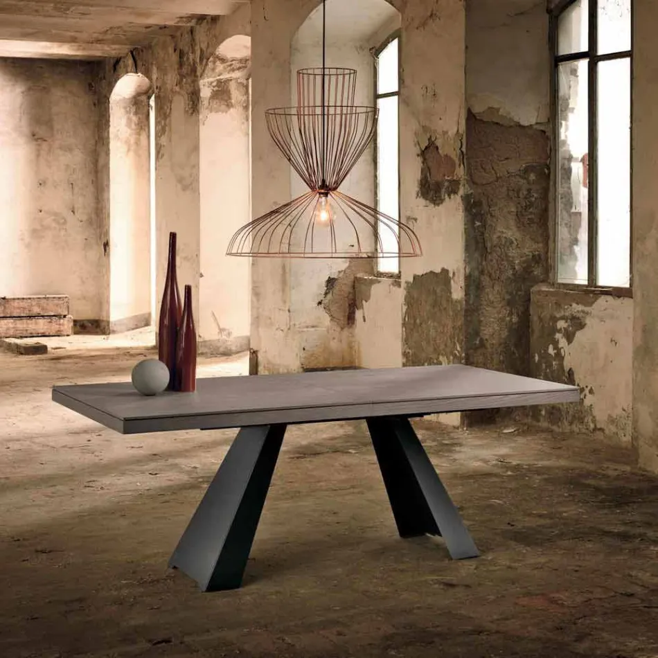 Tavolo allungabile di design in legno rovere fatto in Italia Zerba Viadurini
