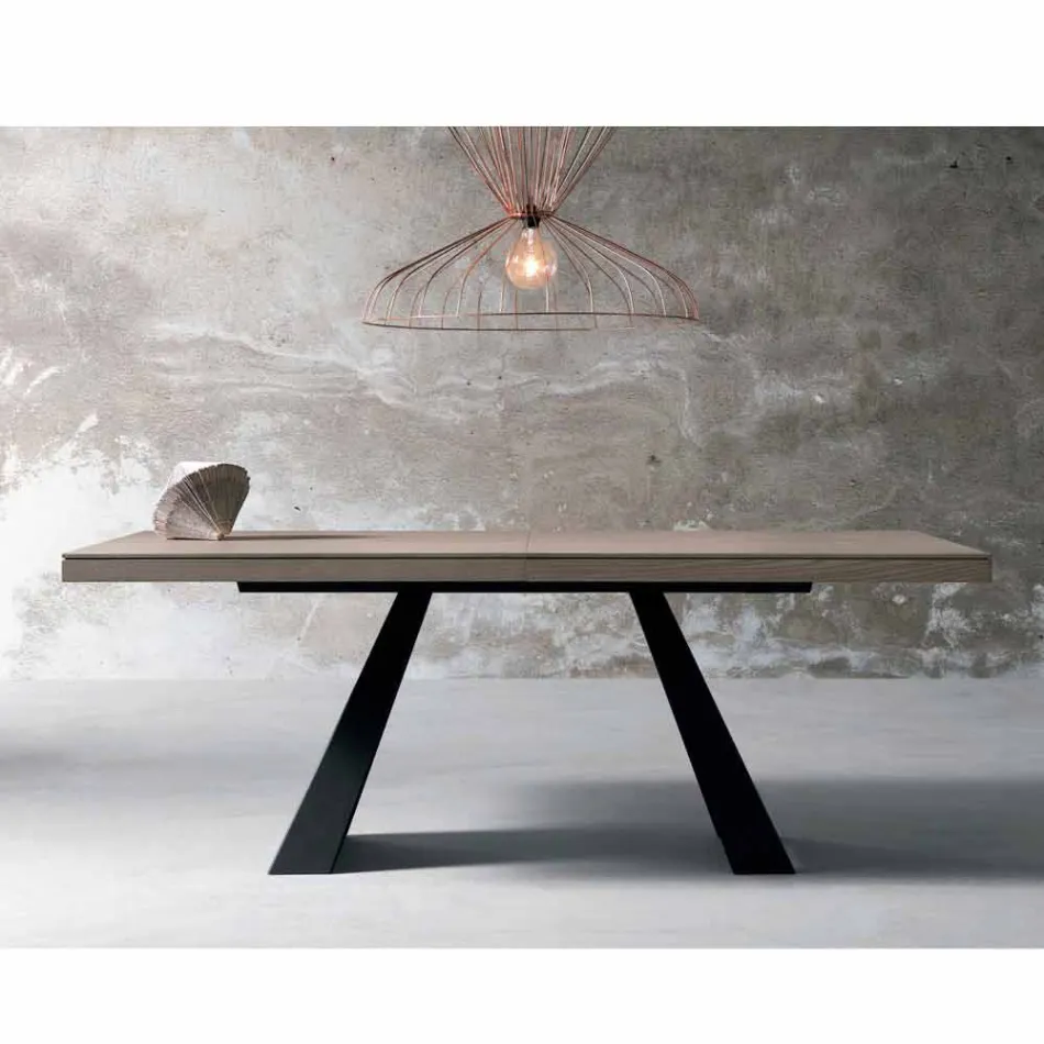 Tavolo allungabile di design in legno rovere fatto in Italia Zerba Viadurini