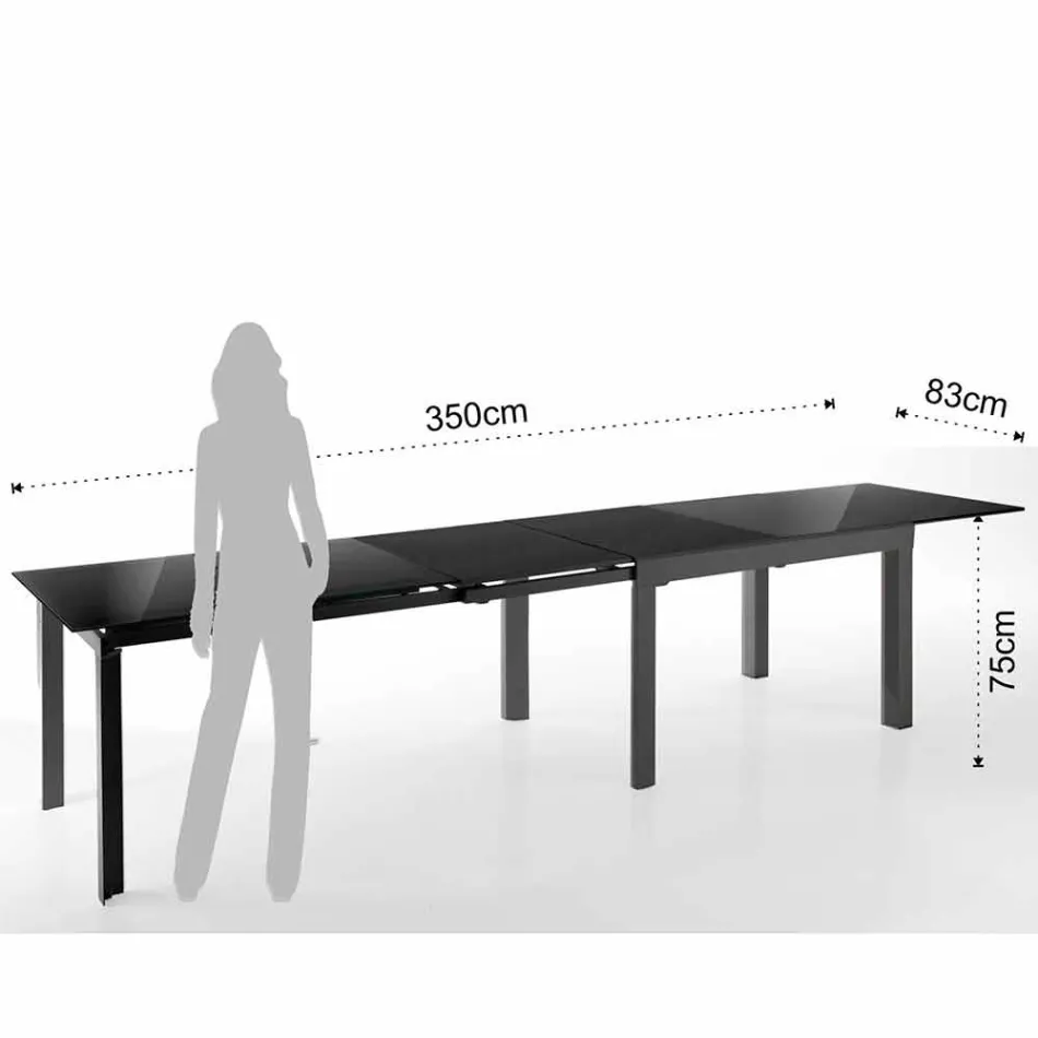 Tavolo Allungabile di Design in Vetro e Metallo, Guerriero Viadurini