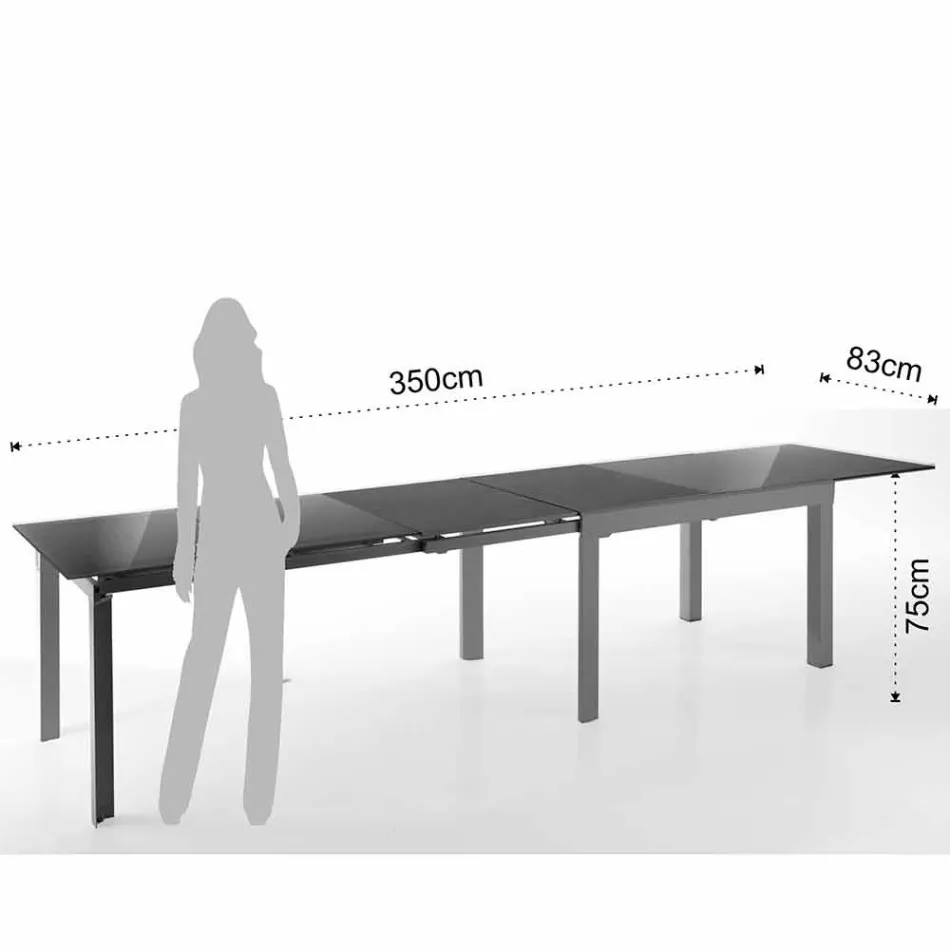 Tavolo Allungabile di Design in Vetro e Metallo, Guerriero Viadurini