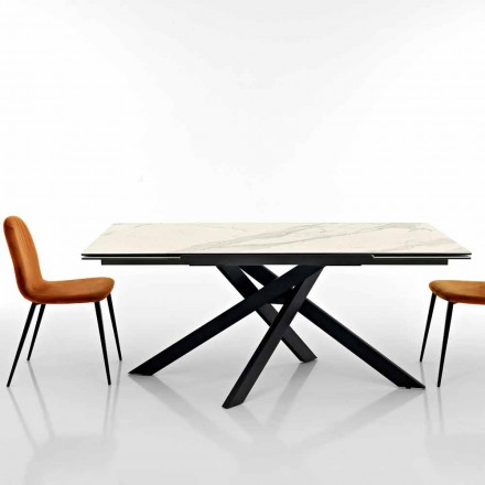Tavolo allungabile di design in vetroceramica fatto in Italia, Dionigi Viadurini