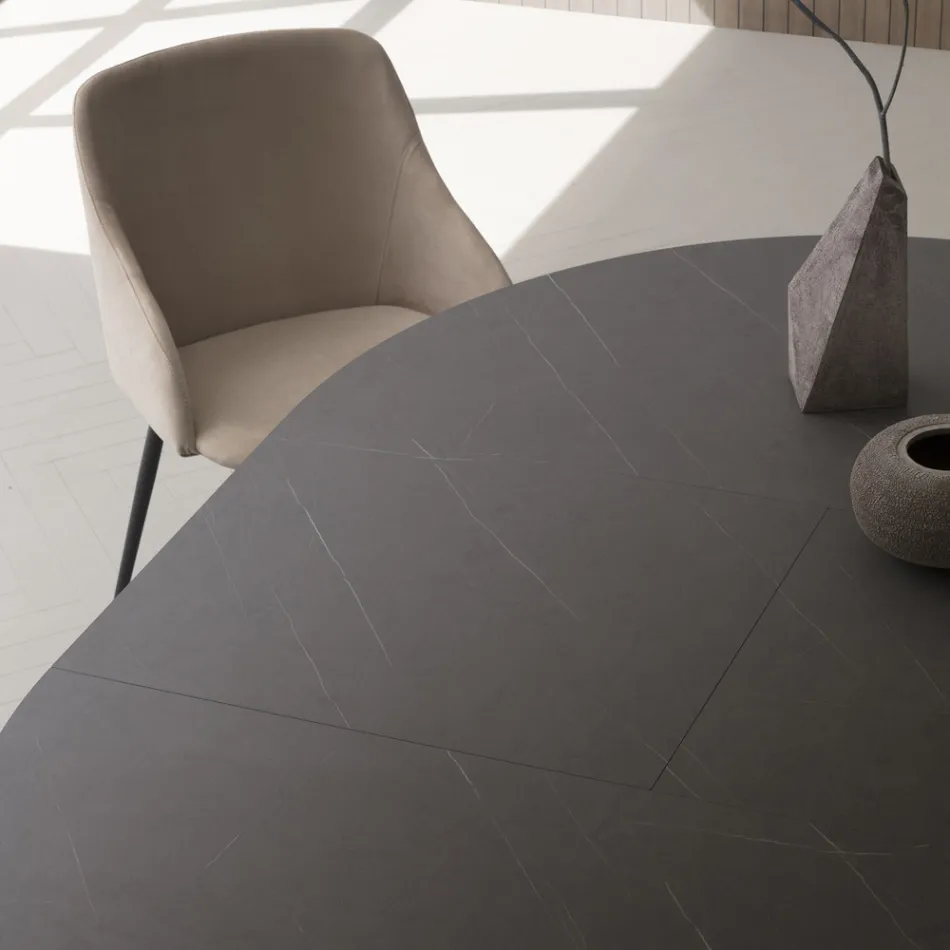 Tavolo Allungabile Fino 180 cm Tondo Hpl Stratificato Made in Italy - Bastiano Viadurini