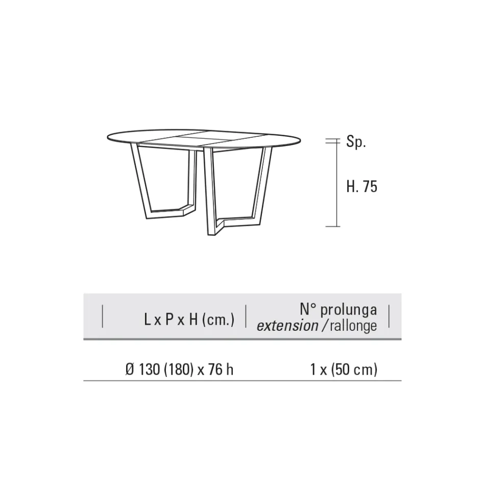 Tavolo Allungabile Fino 180 cm Tondo Hpl Stratificato Made in Italy - Bastiano Viadurini