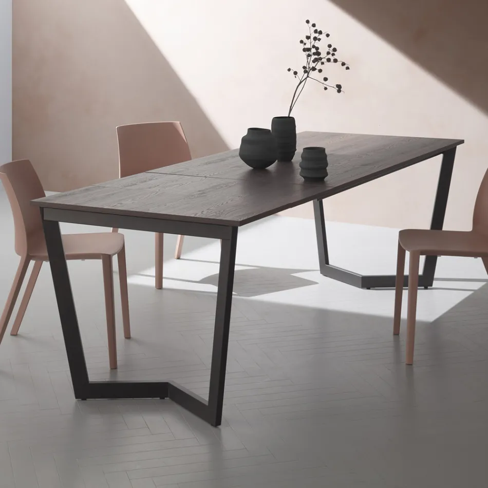 Tavolo Allungabile Fino 238 cm Metallo Moka e Hpl Made in Italy - Pablito Viadurini