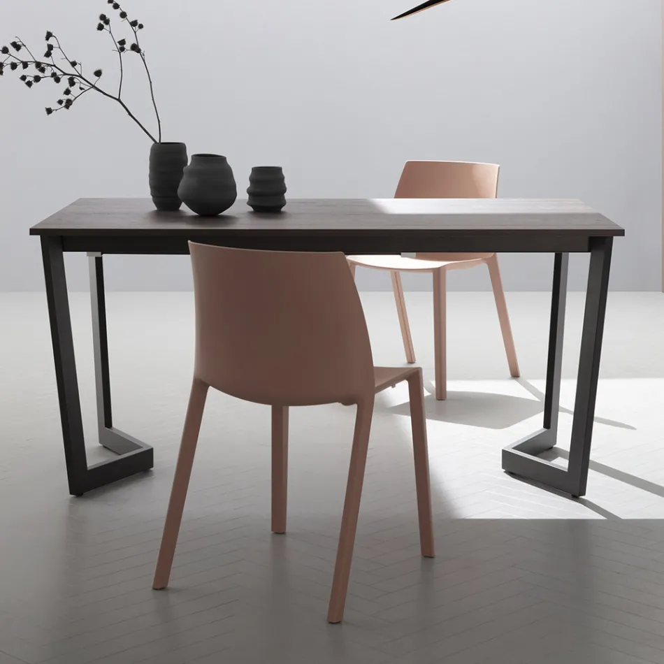 Tavolo Allungabile Fino 238 cm Metallo Moka e Hpl Made in Italy - Pablito Viadurini
