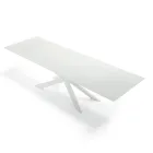 Tavolo Allungabile fino 278 cm in Vetro e Acciaio Bianco Made in Italy – Grotta Viadurini