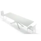 Tavolo Allungabile fino 278 cm in Vetro e Acciaio Bianco Made in Italy – Grotta Viadurini