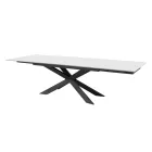 Tavolo Allungabile fino 278 cm in Vetro e Acciaio Nero Made in Italy – Grotta Viadurini
