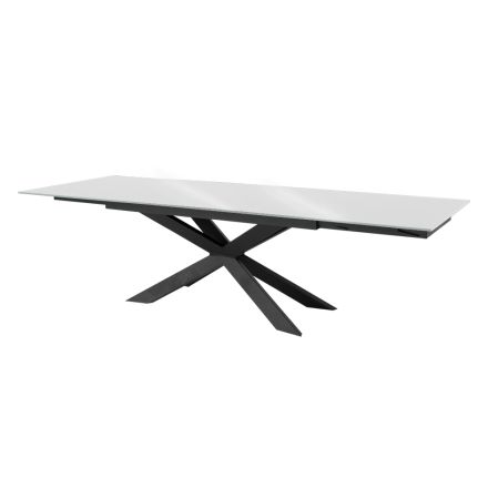 Tavolo Allungabile fino 278 cm in Vetro e Acciaio Nero Made in Italy – Grotta Viadurini