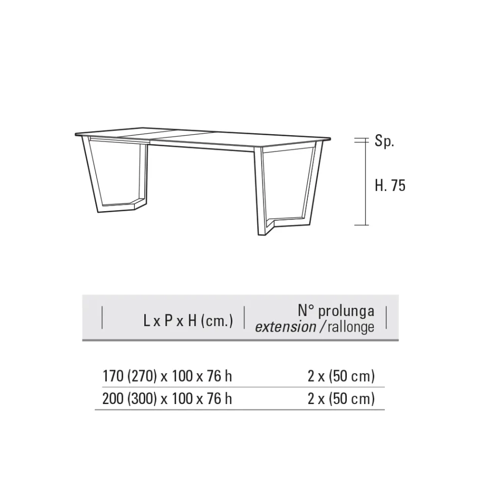 Tavolo Allungabile Fino 300 cm Base in Metallo Made in Italy - Bastiano Viadurini