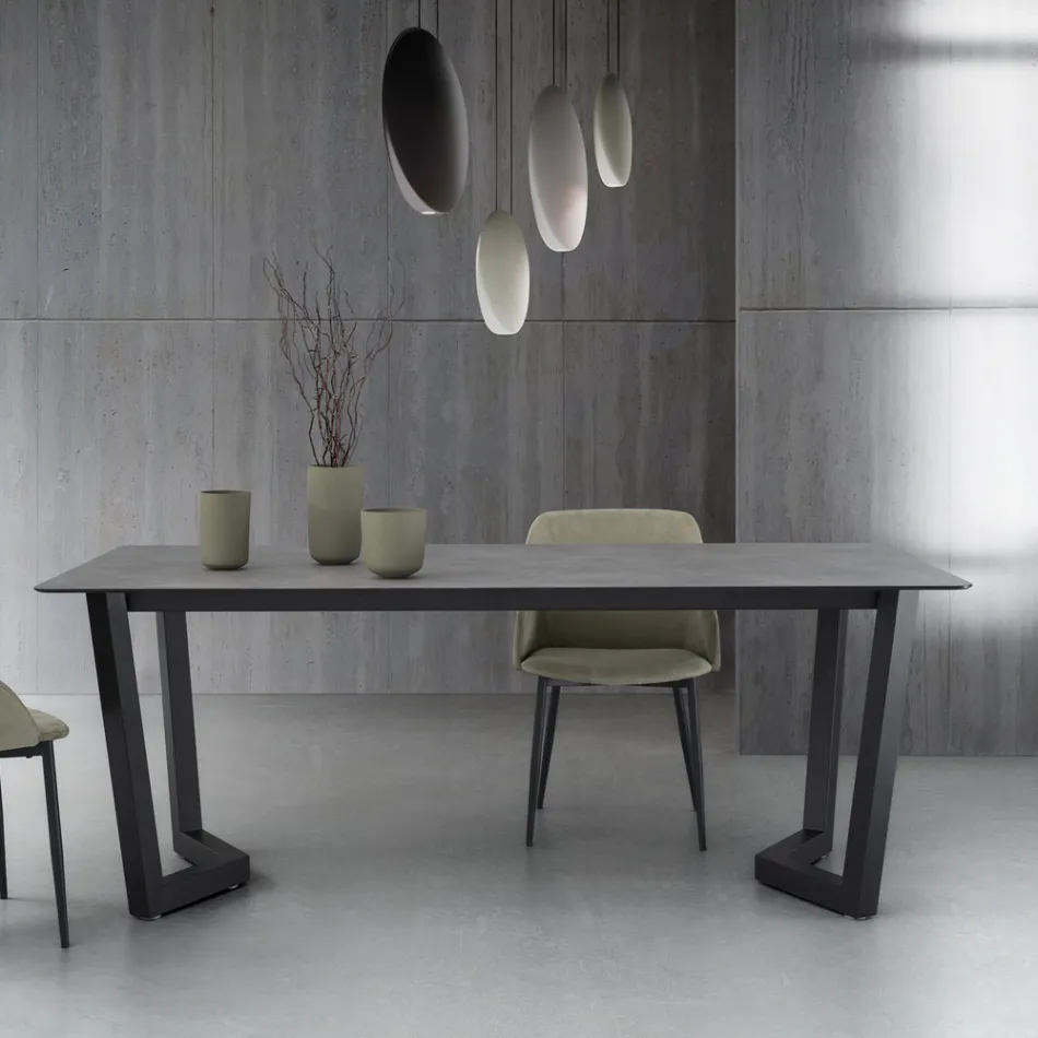 Tavolo Allungabile Fino 300 cm Base in Metallo Made in Italy - Bastiano Viadurini