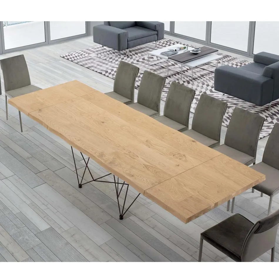 Tavolo Allungabile Fino 300 cm in Legno Impiallacciato Made in Italy – Ezzellino Viadurini