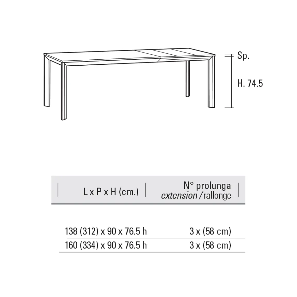 Tavolo Allungabile Fino 334 cm in Alluminio e Hpl Made in Italy - Filiberto Viadurini