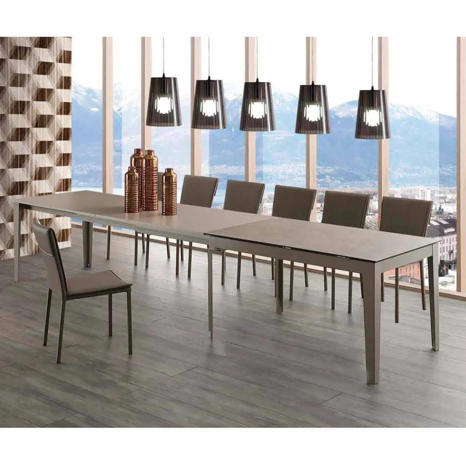 Tavolo allungabile fino 380 cm in vetroceramica e metallo Cagliari Viadurini