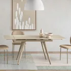 Tavolo Allungabile Fino a 180 cm in Pietra Effetto Marmo e Metallo - Numa Viadurini