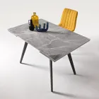 Tavolo Allungabile Fino a 180 cm in Pietra Effetto Marmo e Metallo - Numa Viadurini