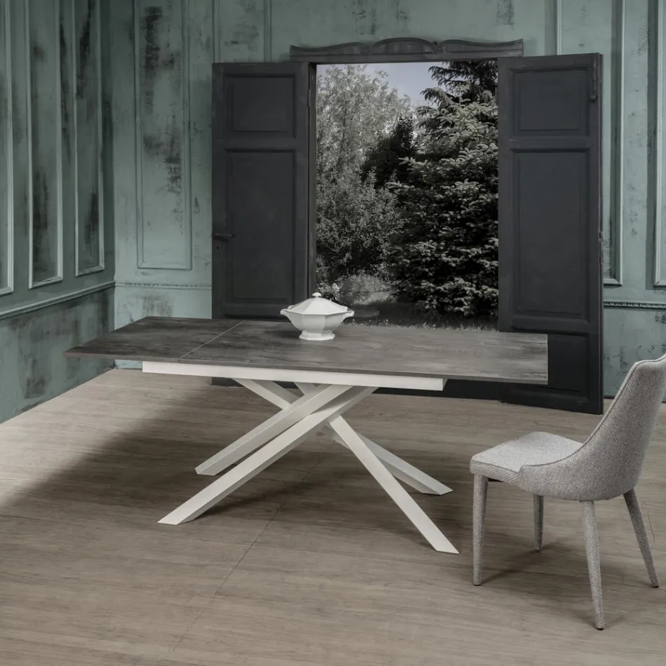 Tavolo Allungabile fino a 190 cm in Metallo e Piano in Melaminico - Lavanda Viadurini