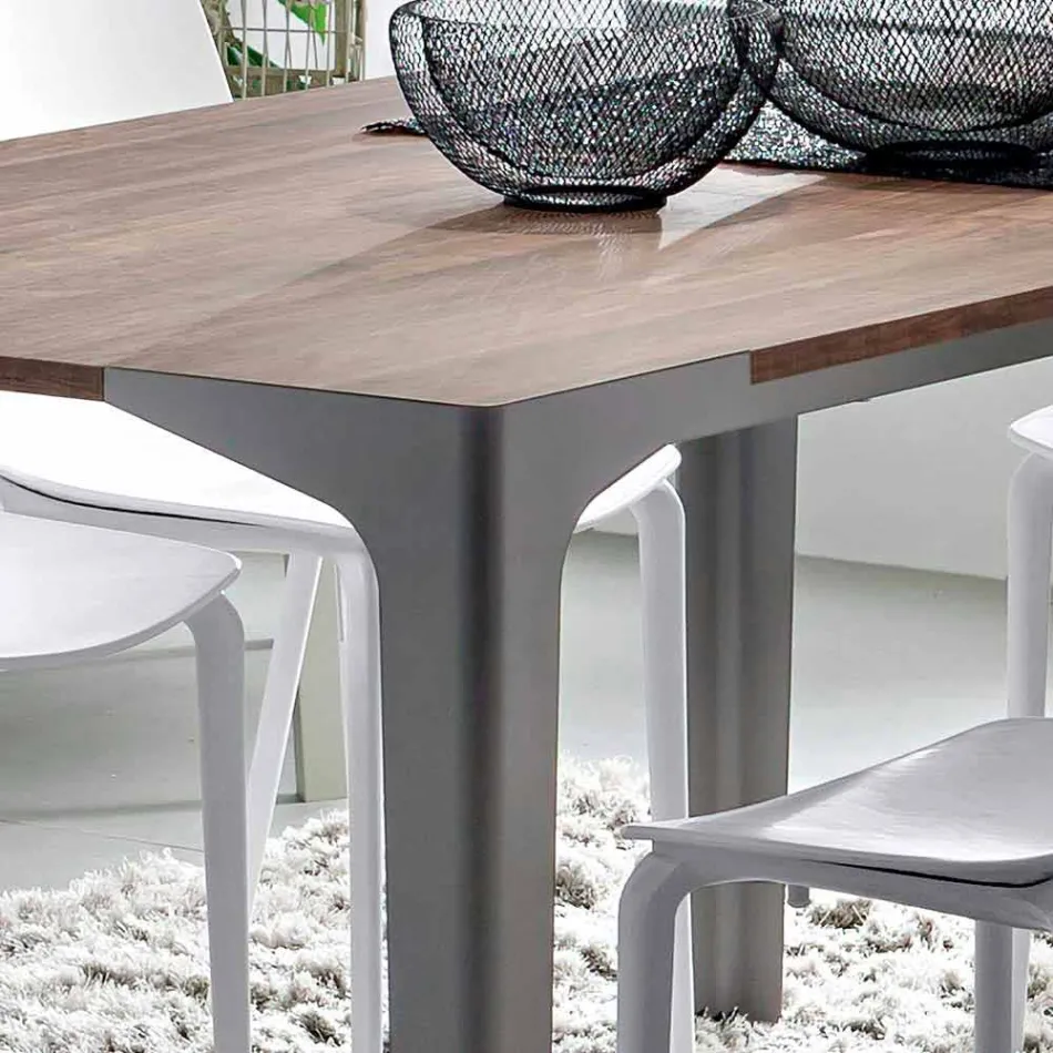 Tavolo Allungabile Fino a 222 cm in Hpl Effetto Legno Made in Italy - Vulcano Viadurini
