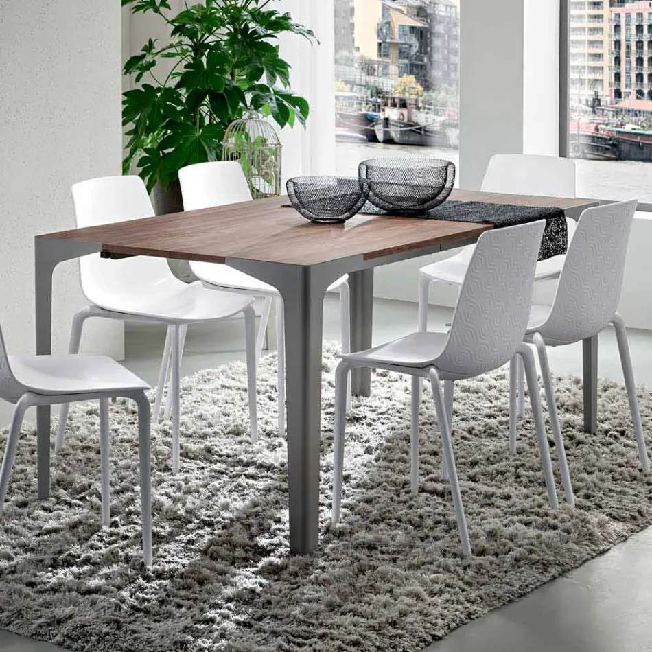 Tavolo Allungabile Fino a 222 cm in Hpl Effetto Legno Made in Italy - Vulcano Viadurini
