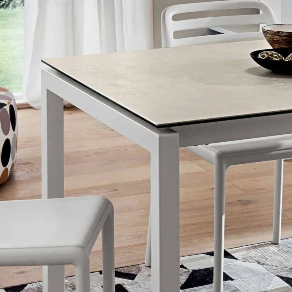 Tavolo Allungabile Fino a 238 cm in Laminam e Metallo Made in Italy - Remigio Viadurini