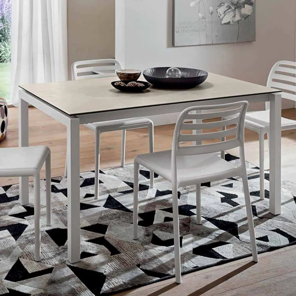 Tavolo Allungabile Fino a 238 cm in Laminam e Metallo Made in Italy - Remigio Viadurini