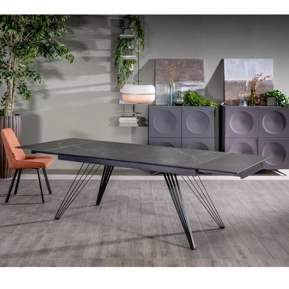Tavolo Allungabile fino a 240 cm in Ceramica e Metallo - Bouquet Viadurini