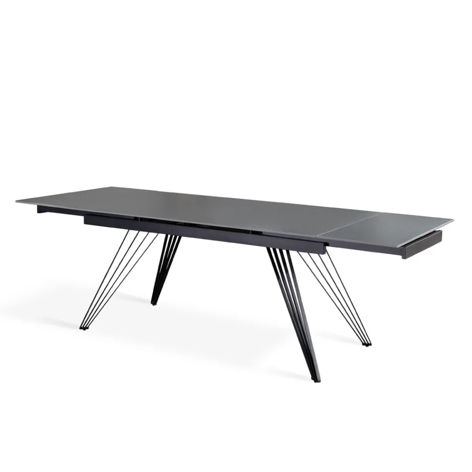 Tavolo Allungabile fino a 240 cm in Ceramica e Metallo - Bouquet Viadurini