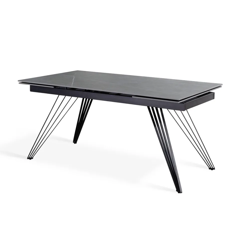 Tavolo Allungabile fino a 240 cm in Ceramica e Metallo - Bouquet Viadurini