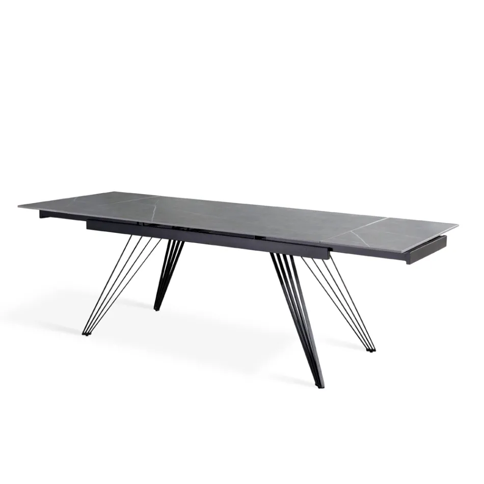 Tavolo Allungabile fino a 240 cm in Ceramica e Metallo - Bouquet Viadurini
