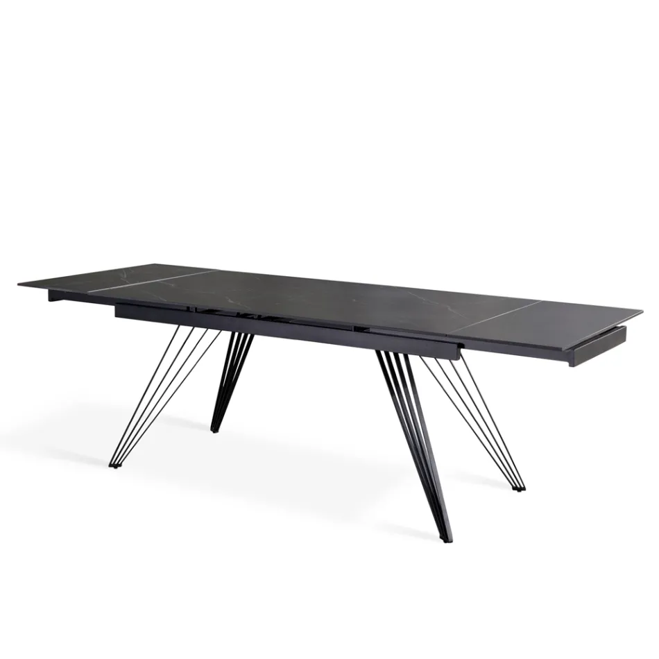 Tavolo Allungabile fino a 240 cm in Ceramica e Metallo - Bouquet Viadurini