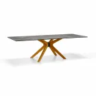 Tavolo Allungabile Fino a 260 cm in Gres Marmo e Legno Made in Italy - Malita Viadurini
