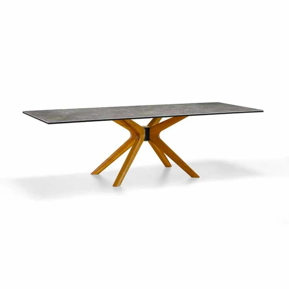 Tavolo Allungabile Fino a 260 cm in Gres Marmo e Legno Made in Italy - Malita Viadurini